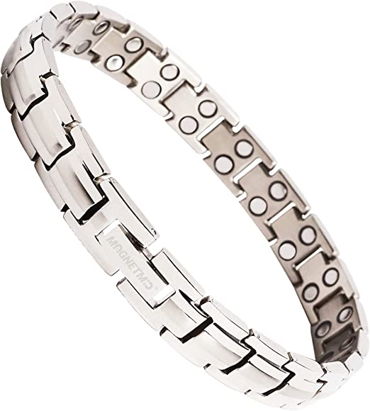 MagnetMD® Doctor-Approved Magnetic Bracelet For Women Magnetic Silver  Titanium Health Jewelry Maximum Strength Magnets Best Magnetic Bracelet For  Pain