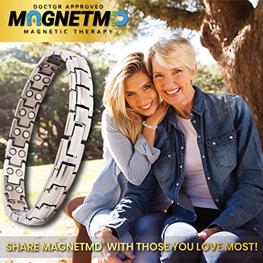 Women Love Heart Titanium Magnetic Therapy Bracelet Adjustable
