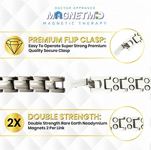 MagnetMD® Doctor-Approved Magnetic Bracelet For Women Magnetic Silver